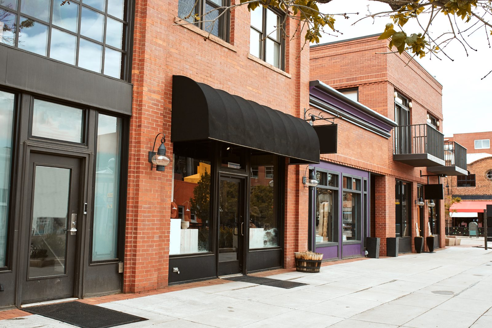 Brick storefronts along a downtown street in Southwest Colorado